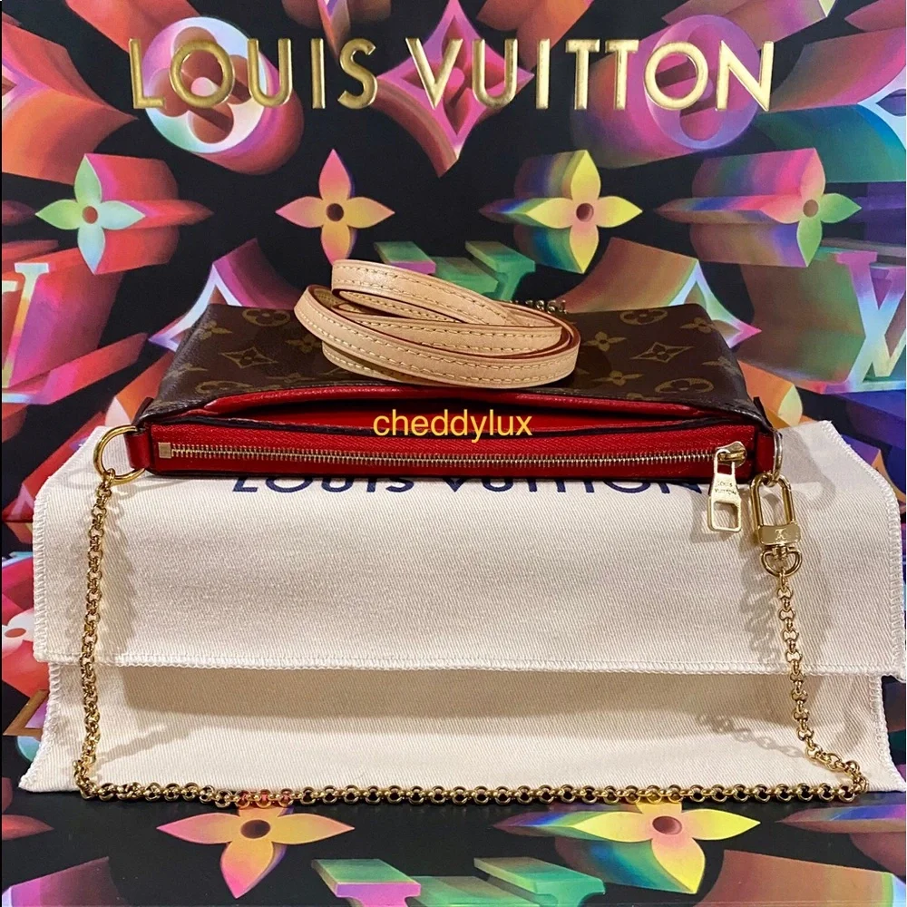 🍎🍎🍎Authentic Louis Vuitton Pallas Clutch Crossbody Bag in Monogram